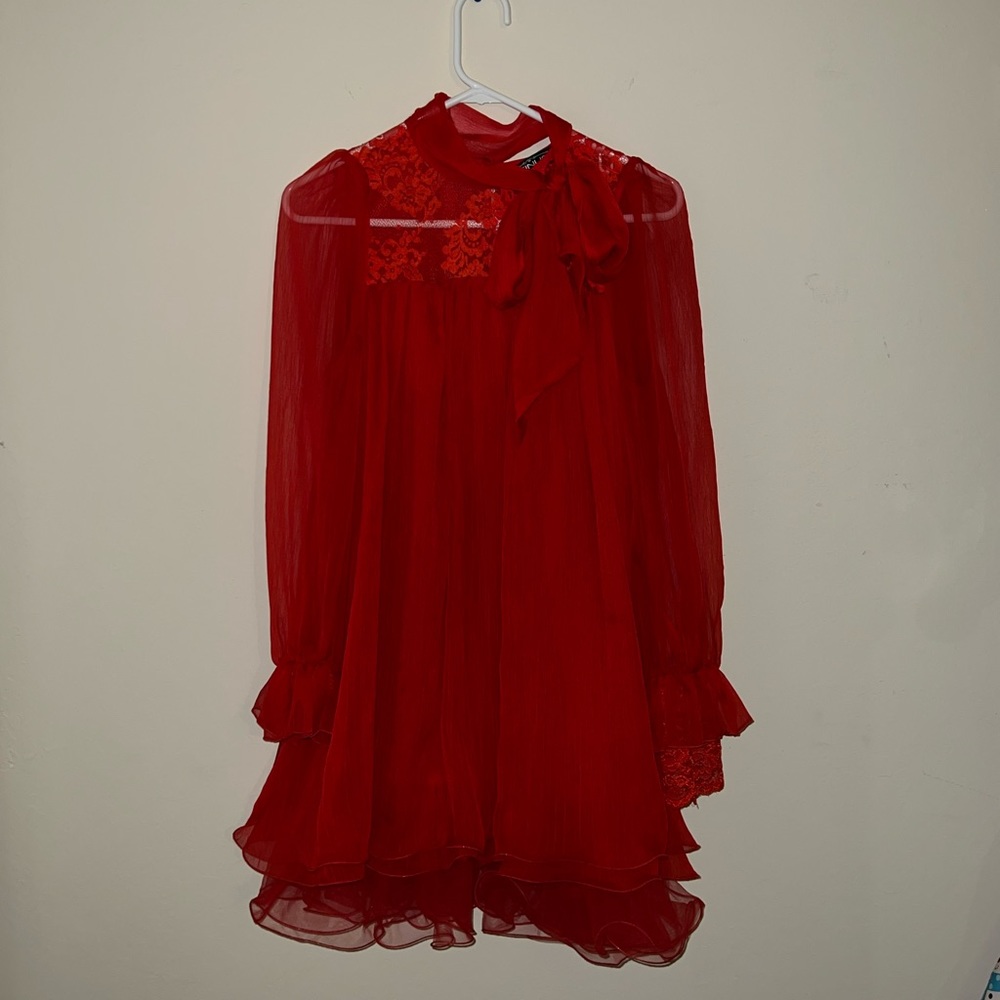 Red Flowy Designer Dress